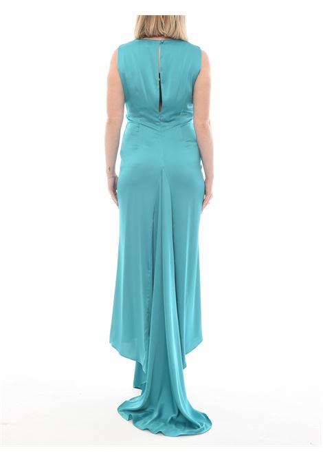 hanita abito lungo in raso con cut out e coda hanita | H.V3352.3842VERDE BALMAIN